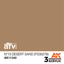 AK 3rd Gen No13 Desert Sand (FS30279) acrylic paint for historically accurate AFV military model painting.