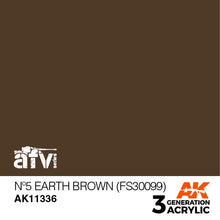 AK 3rd Gen No5 Earth Brown (FS30099) acrylic paint for AFV models, designed for brush and airbrush use.