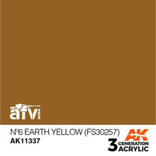 AK 3rd Gen No6 Earth Yellow (FS30257) acrylic paint for AFV models, ideal for brush and airbrush applications.