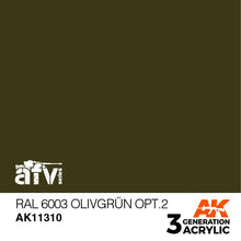AK 3rd Gen RAL 6003 Olivgrun opt2 premium acrylic paint for historically accurate AFV model painting.