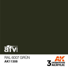 AK 3rd Gen RAL 6007 Grun premium acrylic paint from AK Interactive for accurate AFV military model coloring