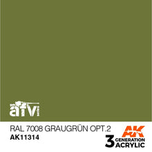 AK 3rd Gen RAL 7008 Graugrun Opt 2 premium acrylic paint for AFV models with optimal coverage and historically accurate color.