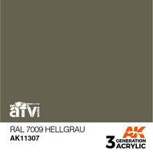 AK 3rd Gen RAL 7009 Hellgrau acrylic paint for AFV models with optimal coverage and brush or airbrush use.