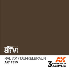 AK 3rd Gen RAL 7017 Dunkelbraun premium acrylic paint for historically accurate AFV modeling and airbrush use.