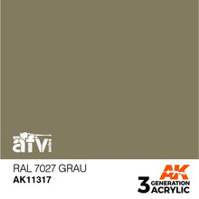 AK 3rd Gen RAL 7027 Grau premium acrylic paint for AFV model painting with optimal coverage and intensity.