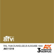 AK 3rd Gen RAL 7028 Dunkelgelb Ausgabe 1944 acrylic paint for accurate AFV military model detailing.