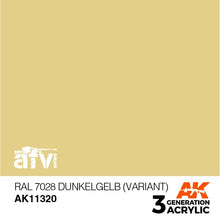 AK 3rd Gen RAL 7028 Dunkelgelb Variant acrylic paint for AFV models with optimal coverage and brush or airbrush use.