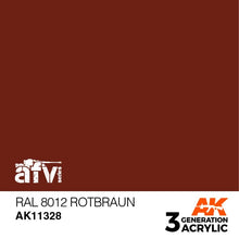 AK 3rd Gen RAL 8012 Rotbraun premium acrylic paint for AFV models with optimal coverage and brush or airbrush use.