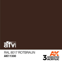 AK 3rd Gen RAL 8017 Rotbraun premium acrylic paint for historically accurate AFV model colors with optimal coverage.