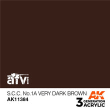 AK 3rd Gen S.C.C. No.1A Very Dark Brown premium acrylic paint for AFV models with rich, historically accurate color.