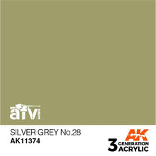 AK 3rd Gen Silver Grey No.28 premium acrylic paint for AFV models, ideal for brush and airbrush use with optimal coverage.