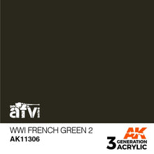 AK 3rd Gen WWI French Green 2 military model paint with historically accurate AFV color for brush and airbrush use.