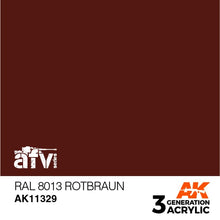 AK 3rd Gen RAL 8013 Rotbraun premium acrylic paint for AFV models in historically accurate rotbraun shade.
