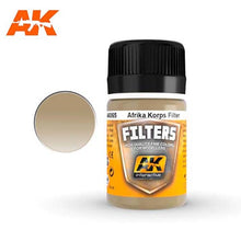 AK Filter For Afrika Korps Vehicles by AK Interactive, fine color filter for scale modeling and weathering effects.