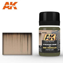 AK Streaking Grime For Afrika Korps Vehicles enamel color bottle for weathering and detailing scale models.