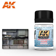 AK Wet Effects Fluid by AK Interactive, glossy enamel fluid for realistic water effects on models and dioramas.