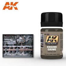 AK Engine Grime enamel color by AK Interactive for realistic weathering effects on engines in models and dioramas.