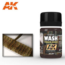AK Interactive AK Track Wash enamel designed for weathering and detailing model tank tracks with realistic effects