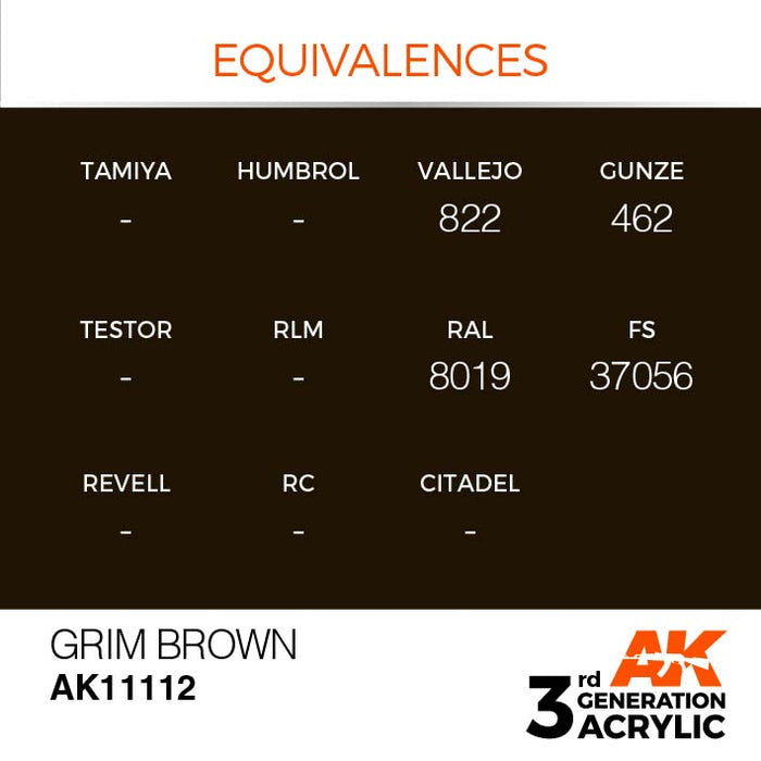 AK Interactive 3rd Gen Cross Reference Grim Brown