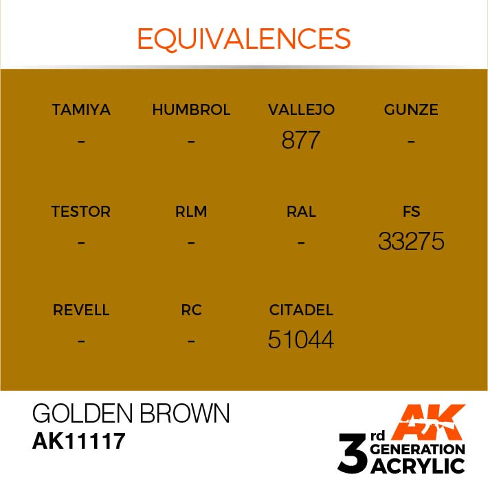 AK Interactive 3rd Gen Cross Reference Golden Brown