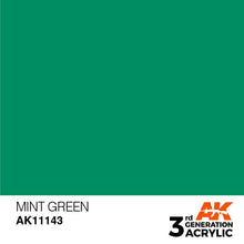 AK 3rd Gen Mint Green acrylic hobby paint for brush and airbrush with optimal coverage and intensity.