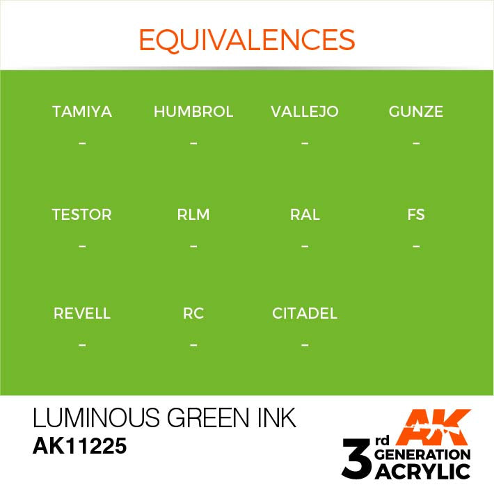 AK Interactive 3rd Gen Cross Reference Luminous Green Ink