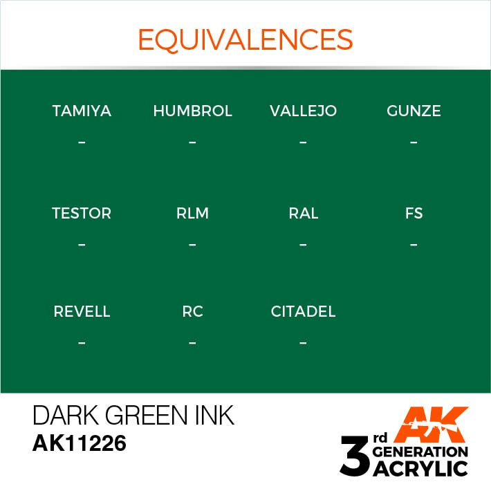 AK Interactive 3rd Gen Cross Reference Dark Green Ink