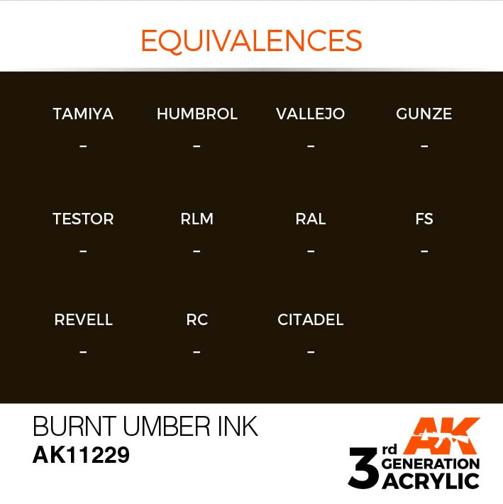 AK Interactive 3rd Gen Corss Reference Burnt Umber Ink