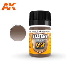AK Dark Filter For Wood with fine color pigments for enhancing brown wood model detailing and texture effects