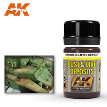 AK Brown Earth Deposit by AK Interactive depicting realistic brown earth weathering effects for scale models.