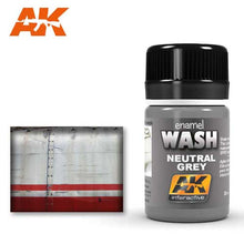 AK Neutral Grey For White/Black Wash enamel paint for modeling weathering and detailing effects.