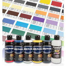 AutoBorne Sealer Primary Set with six water-based epoxy bottles and a color chart for versatile surface adhesion.
