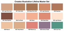LifeLine Color Set featuring 14 flesh tone shades and 2 additives for realistic skin tone matching and flexible adhesion.