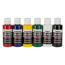 Createx Primary Set with six 2oz bottles of transparent and opaque Createx Airbrush Colors acrylic paints for fabric and art projects