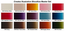Createx Illustration Bloodline Master Set featuring 15 earth-tone airbrush paints plus 2 additives for special FX artists.