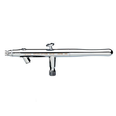 Iwata Revolution HP-BCR Siphon Feed Airbrush with 0.50mm needle, ergonomic handle, and quick-change bottle system for versatile use.