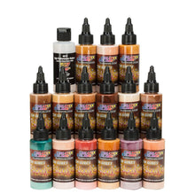 LifeLine Color Set with 14 realistic flesh tone paints and 2 additives for versatile skin tone painting and hard-surface use.