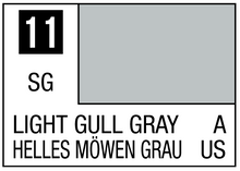 Mr. Color Light Gull Gray paint swatch showing color code 11 and shade designation SG for model hobby use.