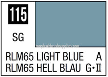 Mr. Color RLM65 Light Blue 10ml paint swatch showing accurate color for model and hobby airbrushing.