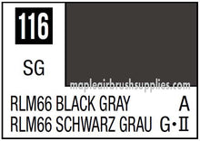 Mr. Color RLM66 Black Gray 10ml paint label showing color code 116 and color sample for model painting.