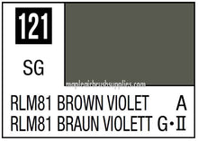 Mr. Color RLM81 Brown Violet label showing color code 121 and detailed color information for model painting.
