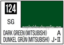 Mr. Color Dark Green Mitsubishi 124 paint swatch displaying deep green hue for model detailing and hobby use.
