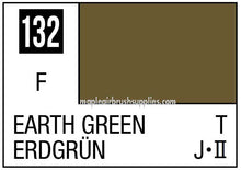 Mr. Color Earth Green with color code 132 in a 10ml bottle, perfect for model painting and hobby projects.
