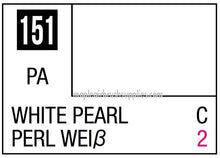 Mr. Color White Pearl label showing paint code 151 with a white background and black text for model paint.