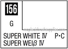 Mr. Color Super White Iv 156 label showing paint code and color name for 10ml Mr Hobby paint bottle.
