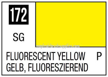 Mr. Color Fluorescent Yellow 172 SG paint label showing bright fluorescent yellow color for hobby use.