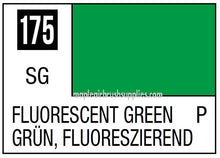 Mr. Color Fluorescent Green 175 paint swatch showing vibrant fluorescent green color for model painting.