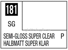 Mr. Color Super Clear 181 semi-gloss clear coating label for Mr Hobby model paint, 10ml bottle detail.