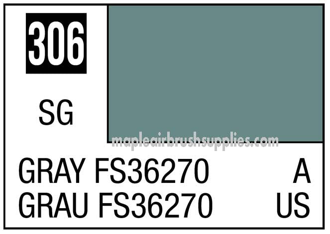 Mr. Color Gray FS36270 paint sample showing accurate 306 code in gray shade for model finishing.
