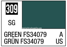 Mr. Color Green FS34079 label showing color code 309 and 10ml paint identification for modeling and hobby use.